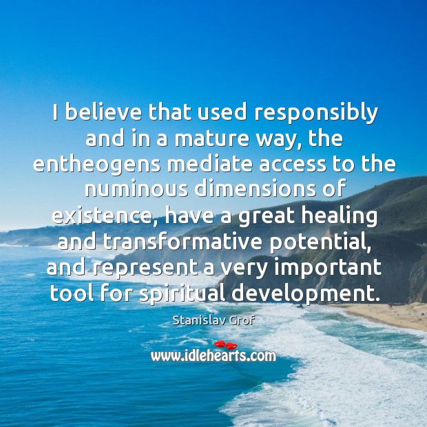 I believe that used responsibly and in a mature way, the entheogens 
