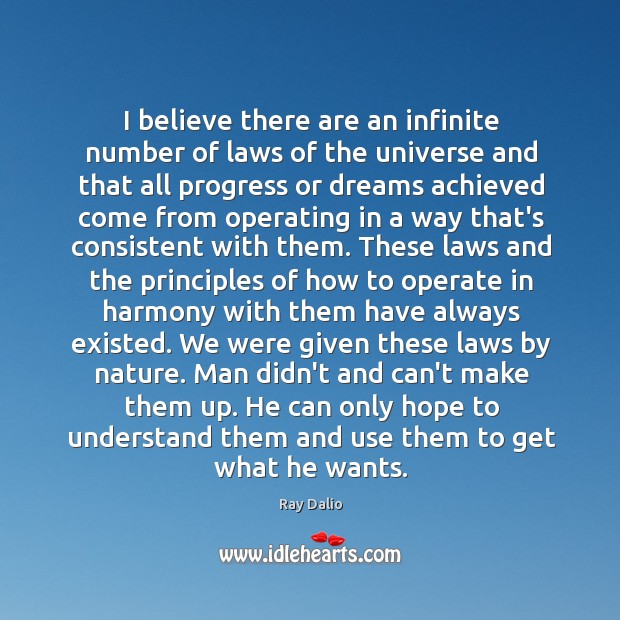I believe there are an infinite number of laws of the universe Ray Dalio Picture Quote