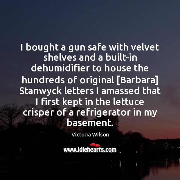 I bought a gun safe with velvet shelves and a built-in dehumidifier Victoria Wilson Picture Quote