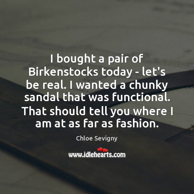 I bought a pair of Birkenstocks today – let’s be real. I Chloe Sevigny Picture Quote