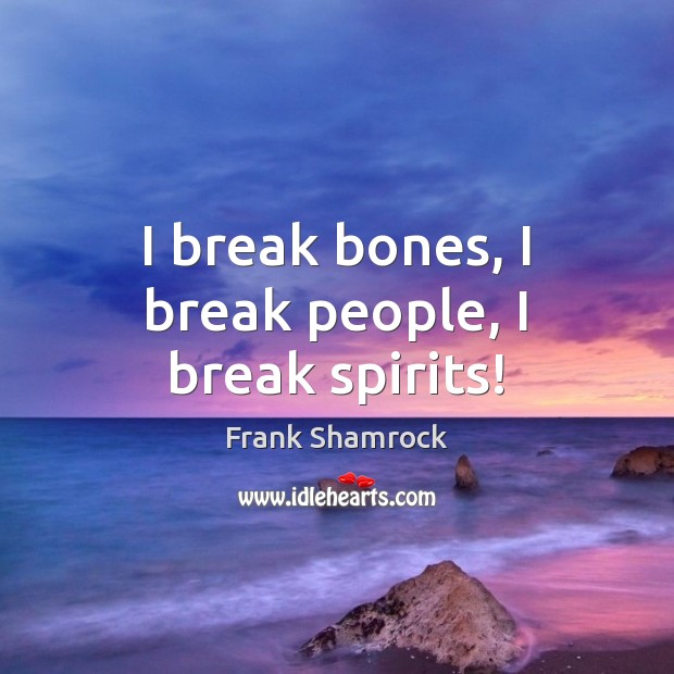 I break bones, I break people, I break spirits! Frank Shamrock Picture Quote