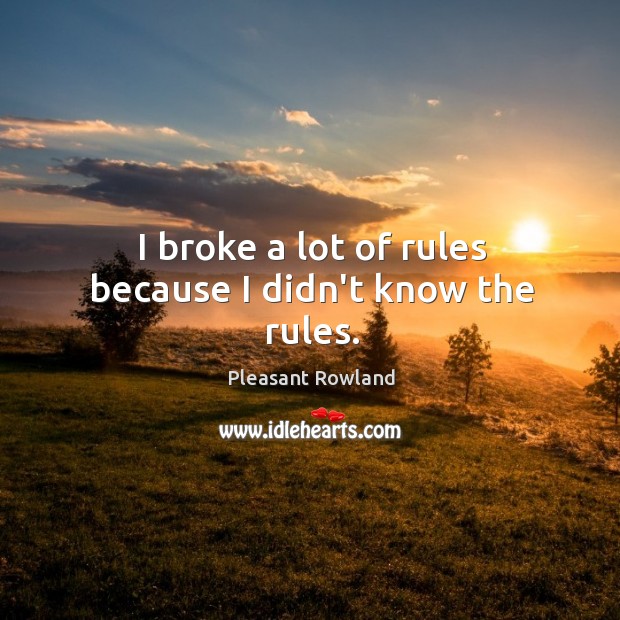 I broke a lot of rules because I didn’t know the rules. Pleasant Rowland Picture Quote