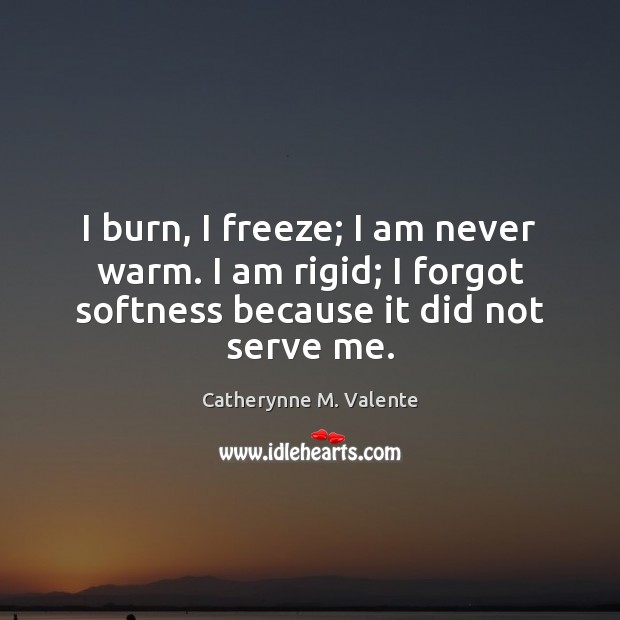 I burn, I freeze; I am never warm. I am rigid; I Catherynne M. Valente Picture Quote