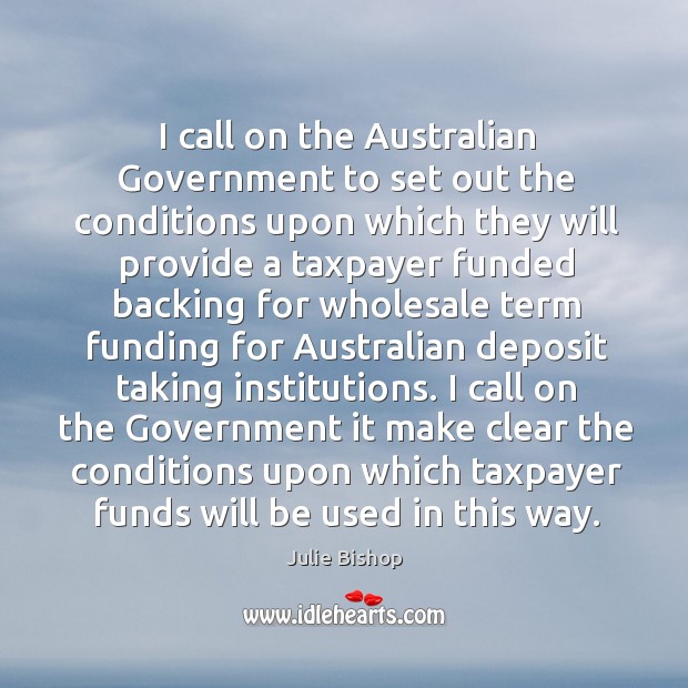 I call on the australian government to set out the conditions Julie Bishop Picture Quote