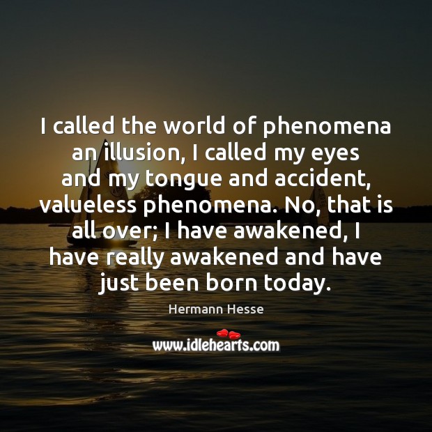 I called the world of phenomena an illusion, I called my eyes Image