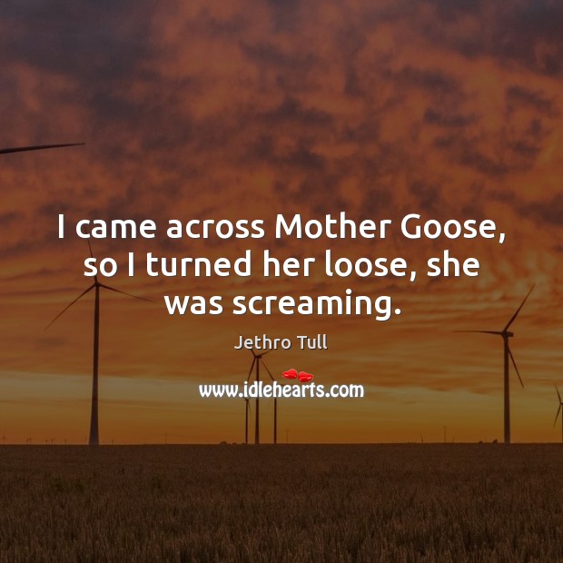 I came across Mother Goose, so I turned her loose, she was screaming. Jethro Tull Picture Quote