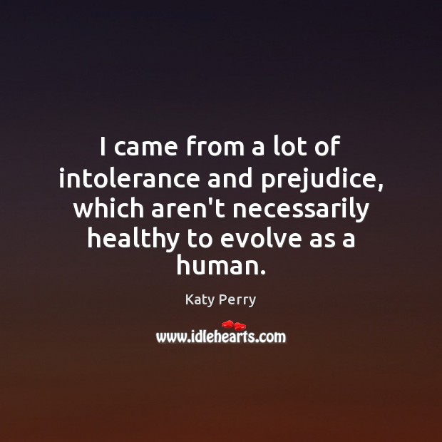 I came from a lot of intolerance and prejudice, which aren’t necessarily Katy Perry Picture Quote
