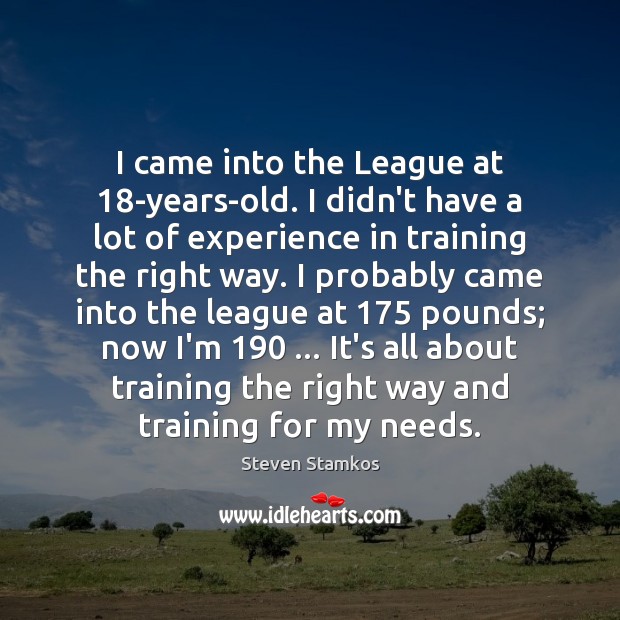 I came into the League at 18-years-old. I didn’t have a lot Image