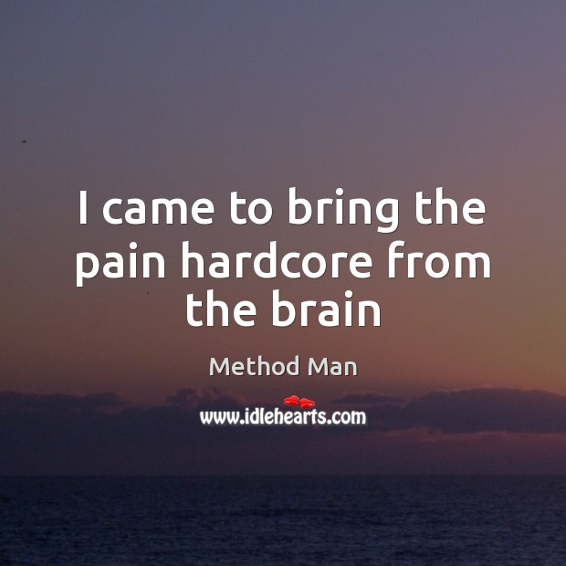 I came to bring the pain hardcore from the brain Method Man Picture Quote