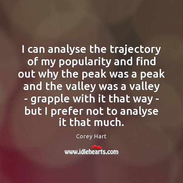 I can analyse the trajectory of my popularity and find out why Corey Hart Picture Quote