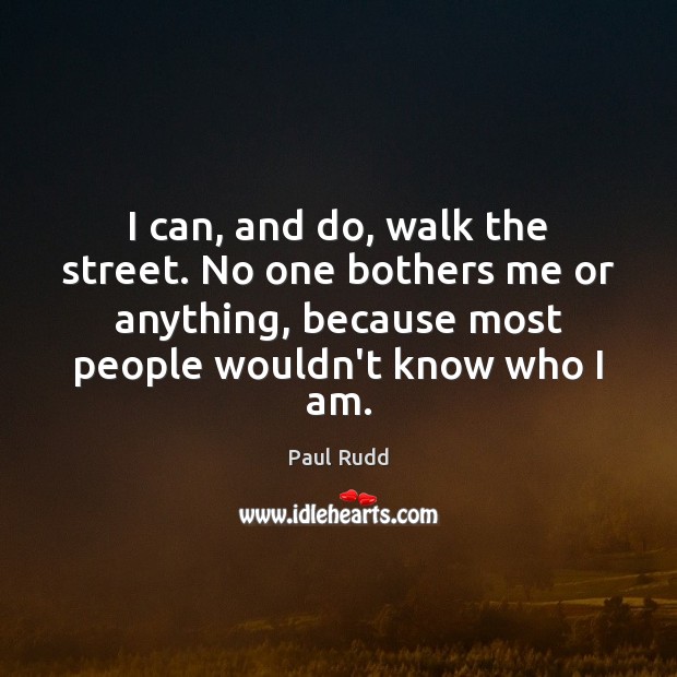 I can, and do, walk the street. No one bothers me or Paul Rudd Picture Quote