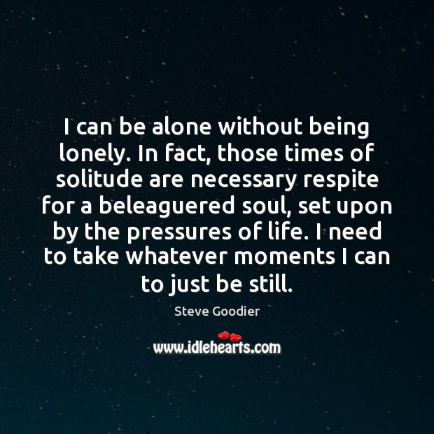 I can be alone without being lonely. In fact, those times of Steve Goodier Picture Quote