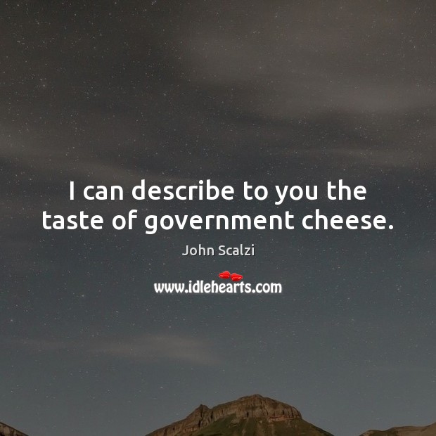 I can describe to you the taste of government cheese. John Scalzi Picture Quote