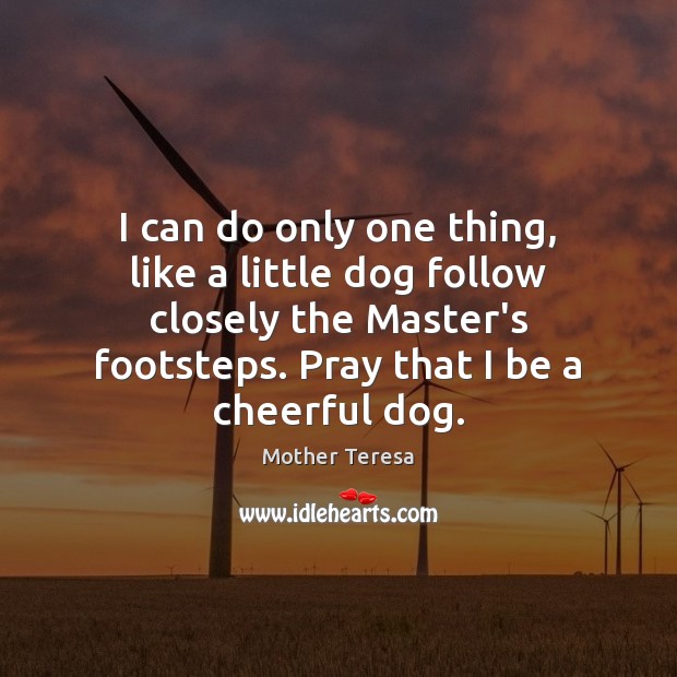 I can do only one thing, like a little dog follow closely Mother Teresa Picture Quote