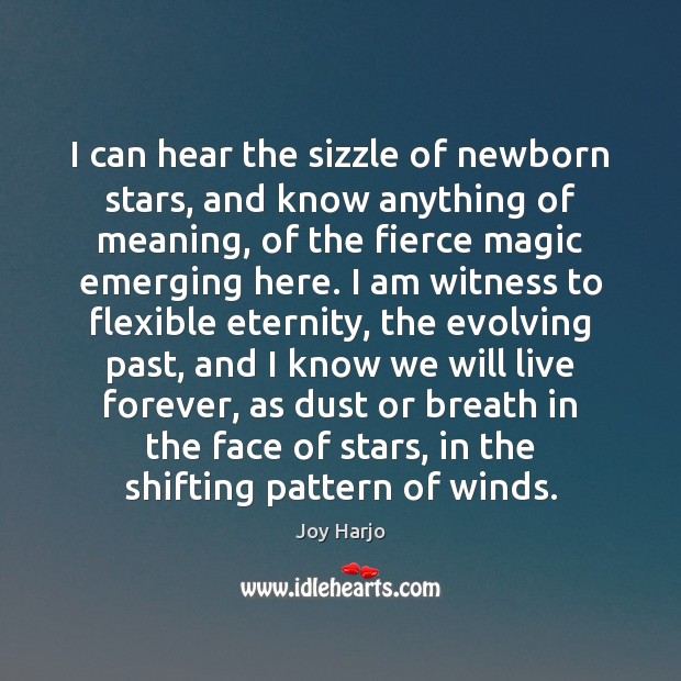 I can hear the sizzle of newborn stars, and know anything of Joy Harjo Picture Quote