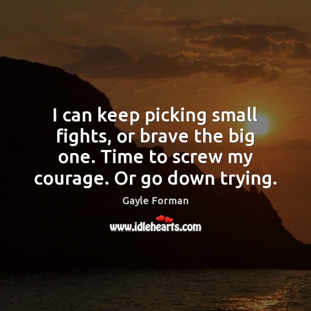 I can keep picking small fights, or brave the big one. Time Gayle Forman Picture Quote