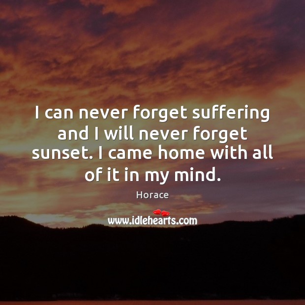 I can never forget suffering and I will never forget sunset. I Horace Picture Quote