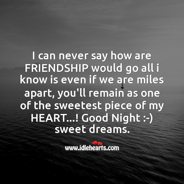 I can never say how are friendship Good Night Quotes Image