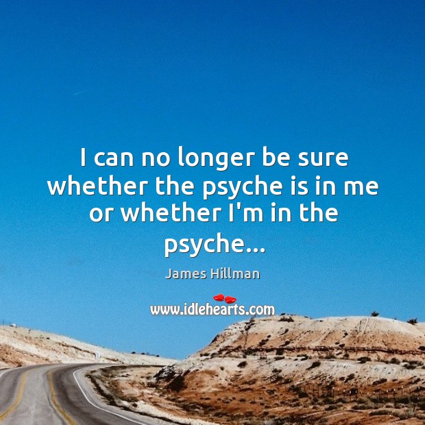 I can no longer be sure whether the psyche is in me or whether I’m in the psyche… James Hillman Picture Quote