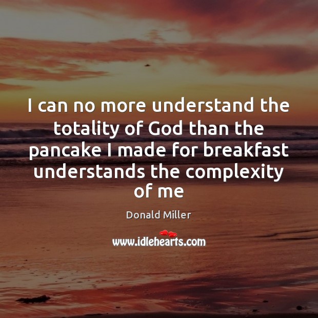 I can no more understand the totality of God than the pancake Donald Miller Picture Quote