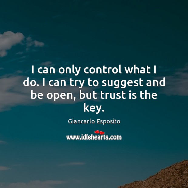 I can only control what I do. I can try to suggest and be open, but trust is the key. Trust Quotes Image