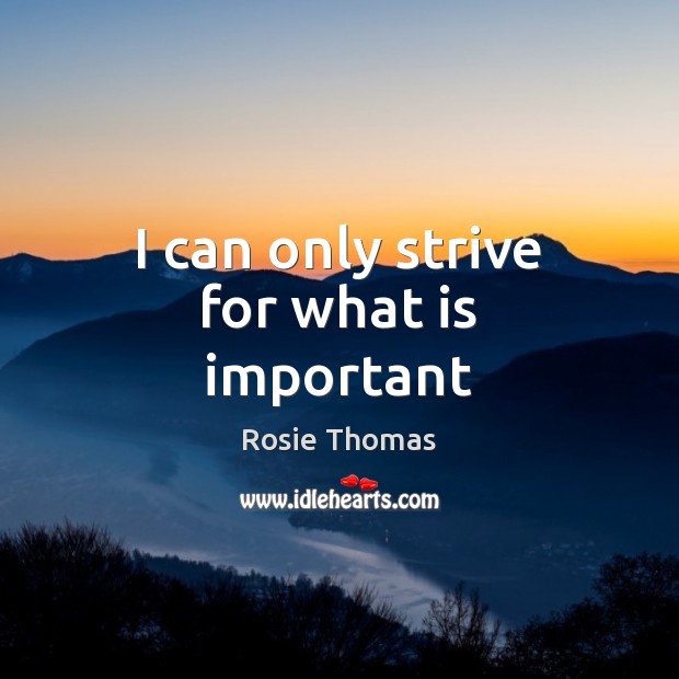 I can only strive for what is important Rosie Thomas Picture Quote