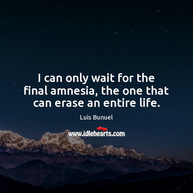 I can only wait for the final amnesia, the one that can erase an entire life. Luis Bunuel Picture Quote