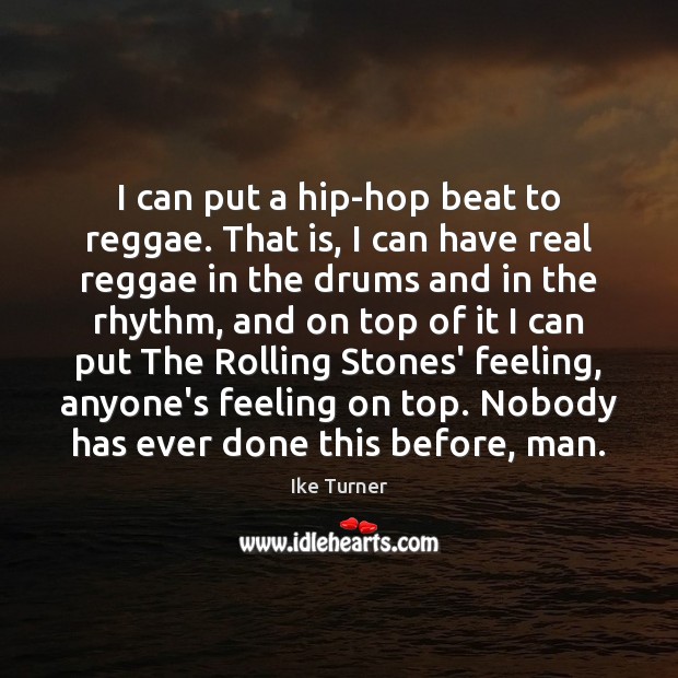 I can put a hip-hop beat to reggae. That is, I can Ike Turner Picture Quote