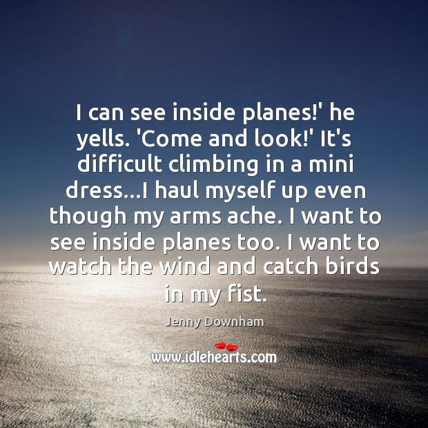 I can see inside planes!’ he yells. ‘Come and look!’ Jenny Downham Picture Quote