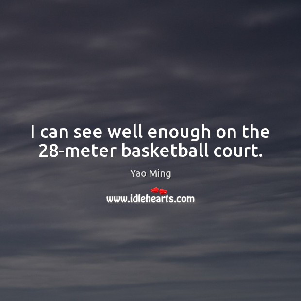 I can see well enough on the 28-meter basketball court. Yao Ming Picture Quote