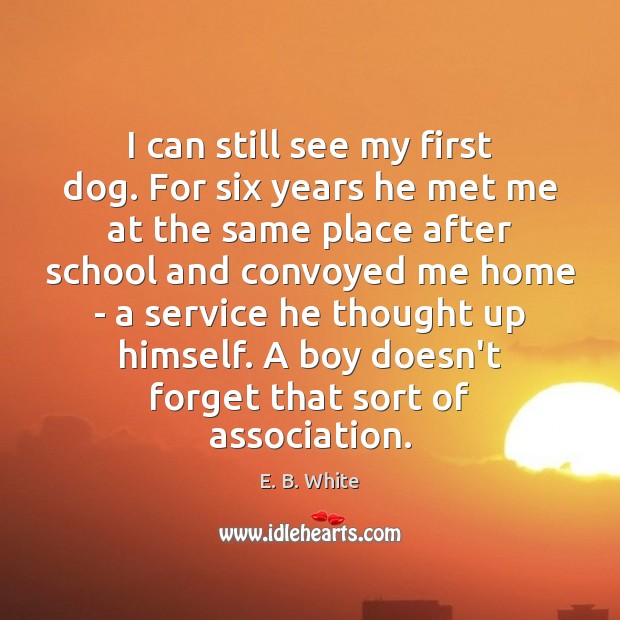 I can still see my first dog. For six years he met E. B. White Picture Quote