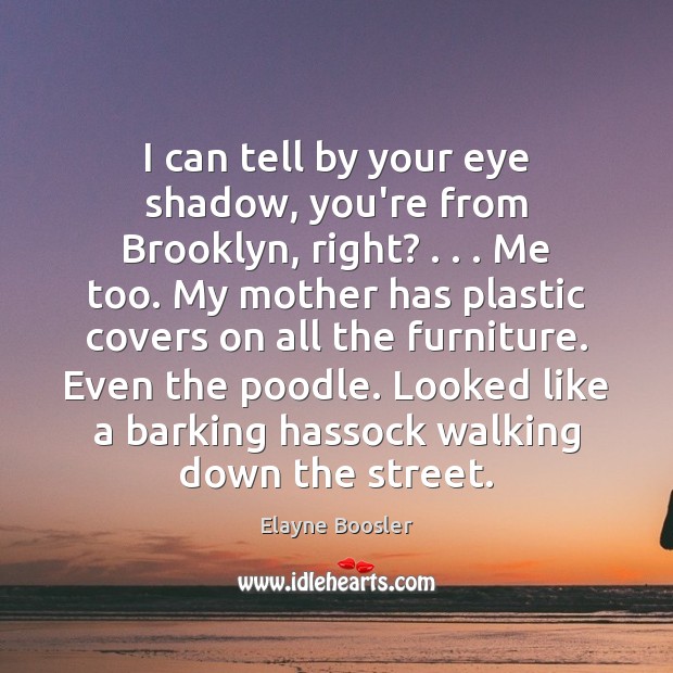 I can tell by your eye shadow, you’re from Brooklyn, right? . . . Me Image