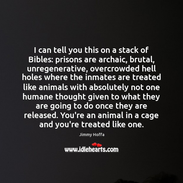 I can tell you this on a stack of Bibles: prisons are 
