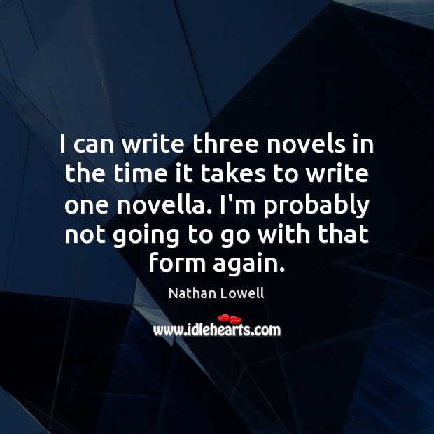 I can write three novels in the time it takes to write Image