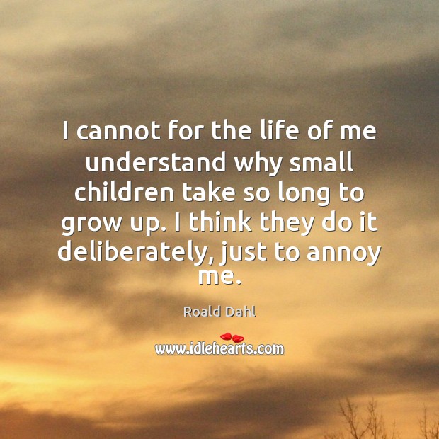 I cannot for the life of me understand why small children take Roald Dahl Picture Quote