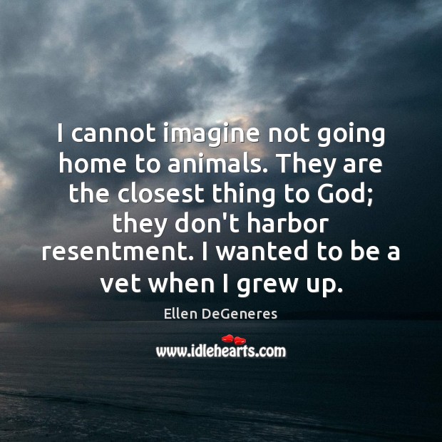 I cannot imagine not going home to animals. They are the closest Image