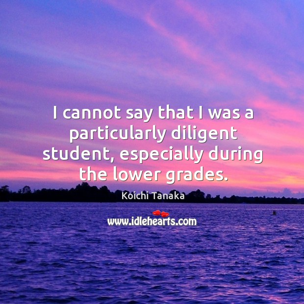 I cannot say that I was a particularly diligent student, especially during the lower grades. Koichi Tanaka Picture Quote