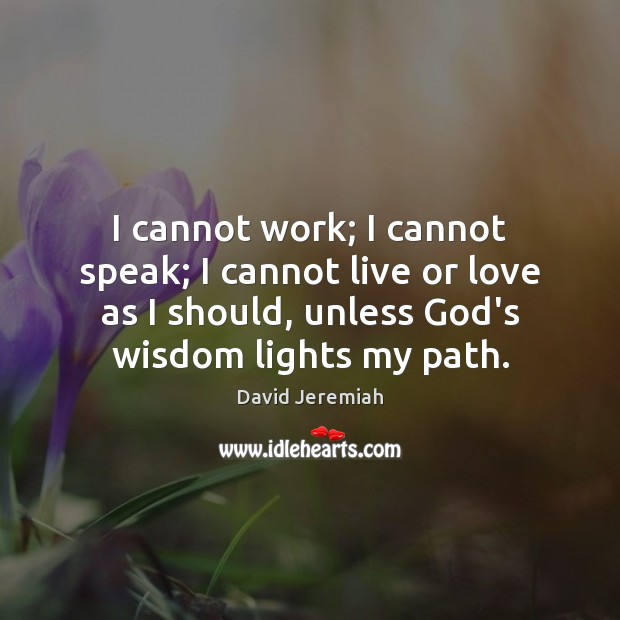 I cannot work; I cannot speak; I cannot live or love as David Jeremiah Picture Quote