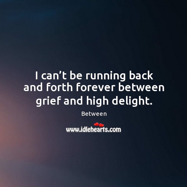 I can’t be running back and forth forever between grief and high delight. Between Picture Quote
