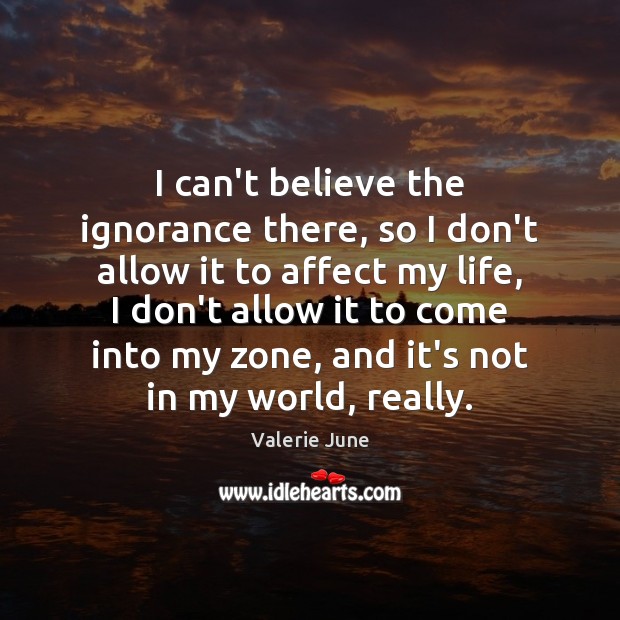 I can’t believe the ignorance there, so I don’t allow it to Valerie June Picture Quote