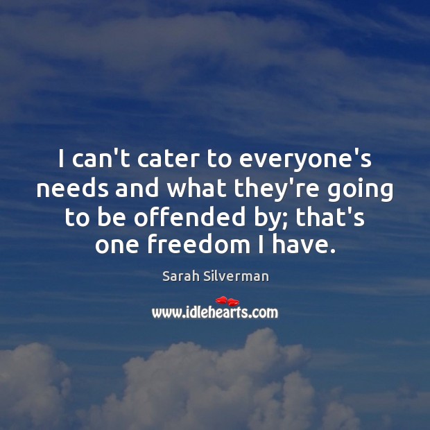I can’t cater to everyone’s needs and what they’re going to be Sarah Silverman Picture Quote