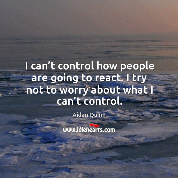 I can’t control how people are going to react. I try not to worry about what I can’t control. Aidan Quinn Picture Quote