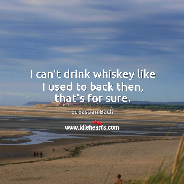 I can’t drink whiskey like I used to back then, that’s for sure. Sebastian Bach Picture Quote