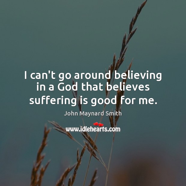 I can’t go around believing in a God that believes suffering is good for me. John Maynard Smith Picture Quote