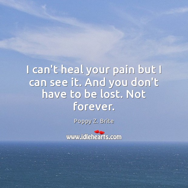 I can’t heal your pain but I can see it. And you don’t have to be lost. Not forever. Poppy Z. Brite Picture Quote