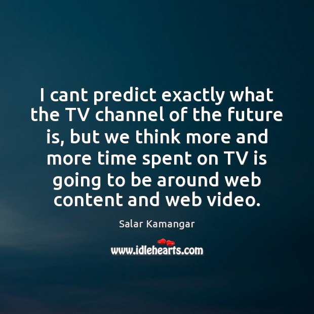 I cant predict exactly what the TV channel of the future is, Salar Kamangar Picture Quote