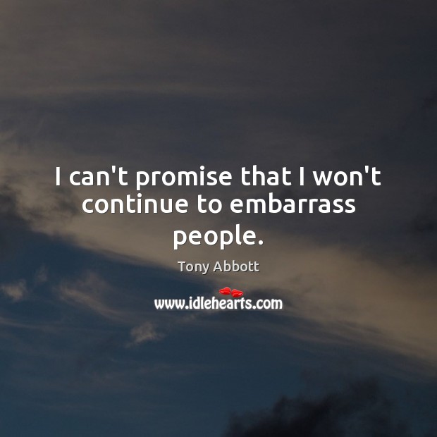 I can’t promise that I won’t continue to embarrass people. Promise Quotes Image