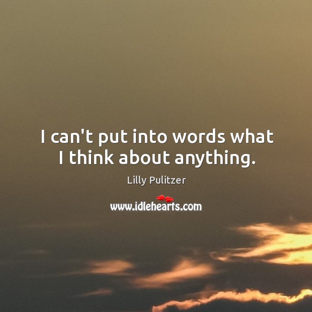 I can’t put into words what I think about anything. Lilly Pulitzer Picture Quote