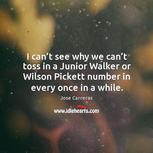 I can’t see why we can’t toss in a junior walker or wilson pickett number in every once in a while. Jose Carreras Picture Quote