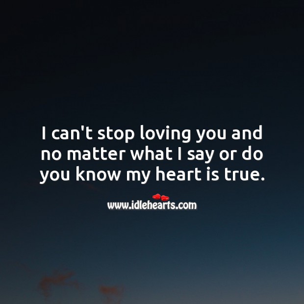 I can’t stop loving you and no matter what I say or do you know my heart is true. No Matter What Quotes Image